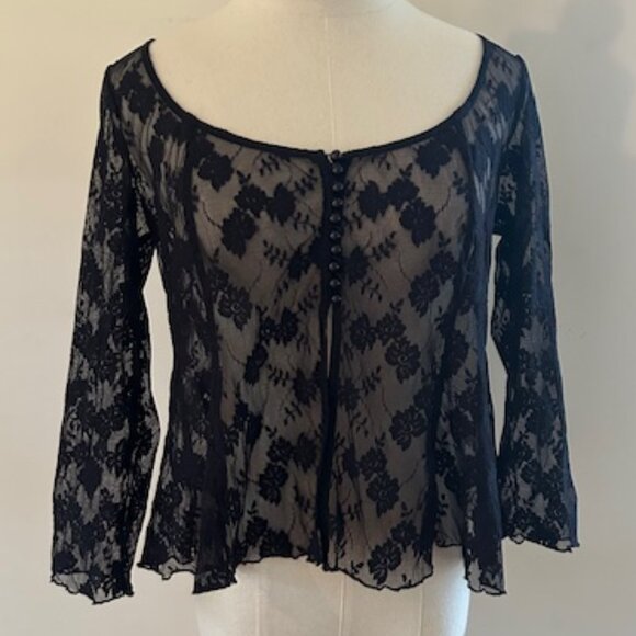 Vintage Betsey Johnson New York Lace Top Cardigan - Picture 1 of 7